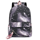 Canvas USB Laptop Backpack Kids School Book Bags