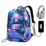 Canvas USB Laptop Backpack Kids School Book Bags