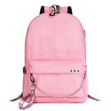 Canvas USB Laptop Backpack Kids School Book Bags