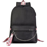 Canvas USB Laptop Backpack Kids School Book Bags