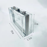 Acrylic Shoulder Bag Small Square Casual Clutch Silver Frame