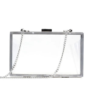 Acrylic Shoulder Bag Small Square Casual Clutch Silver Frame