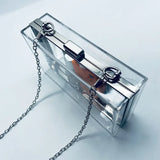 Acrylic Shoulder Bag Small Square Casual Clutch Silver Frame
