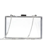 Acrylic Shoulder Bag Small Square Casual Clutch Silver Frame