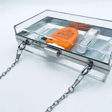 Acrylic Shoulder Bag Small Square Casual Clutch Silver Frame