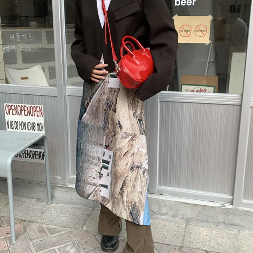 Red Vintage Top Handle Crossbody Shoulder Bag