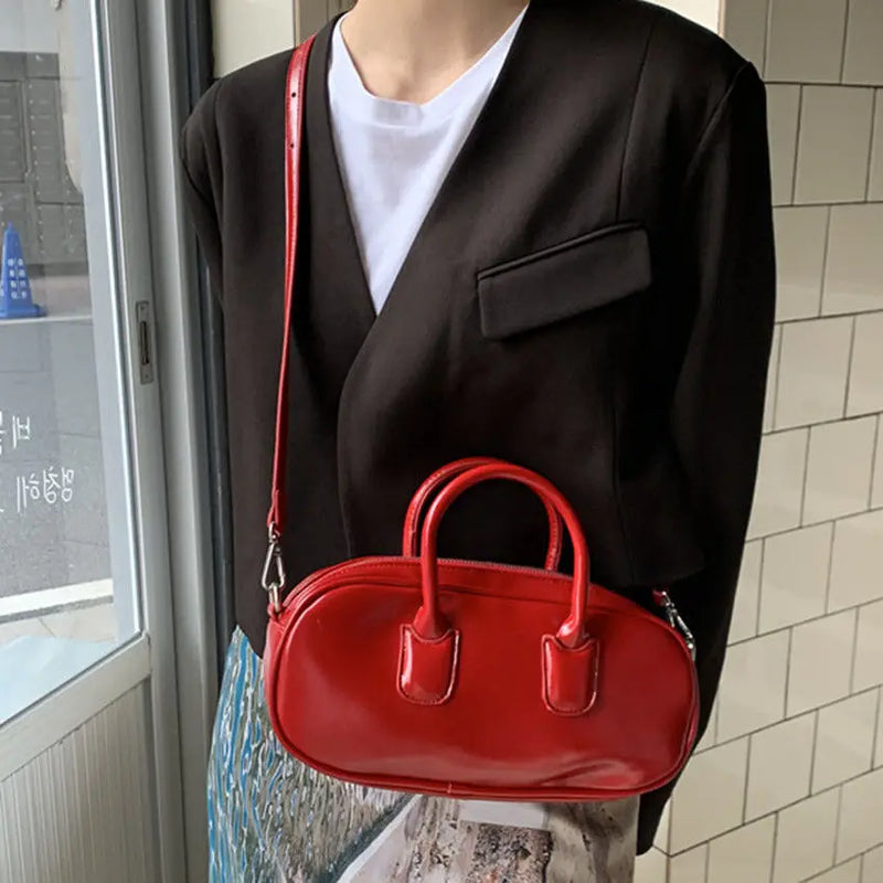 Red Vintage Top Handle Crossbody Shoulder Bag