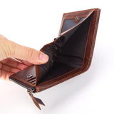 Cow Leather wallet RFID Men's short wallet Zipper bag Vintage Man Purse