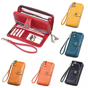 Retro Women Clutch Leather Wallet Long Purse Zipper Money Bag For iPhone