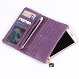Long Purse Two Fold Wallet Nubuck PU Leather Zipper Suede Ladies Clutch Bag