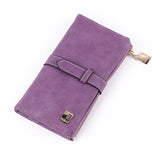 Long Purse Two Fold Wallet Nubuck PU Leather Zipper Suede Ladies Clutch Bag