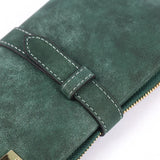 Long Purse Two Fold Wallet Nubuck PU Leather Zipper Suede Ladies Clutch Bag
