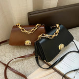 British Small Square Bag Women's Handbag PU Leather Chain Shoulder