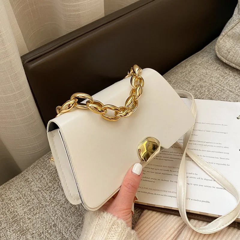 British Small Square Bag Women's Handbag PU Leather Chain Shoulder