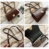 British Small Square Bag Women's Handbag PU Leather Chain Shoulder
