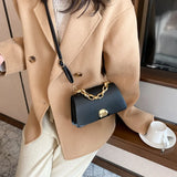British Small Square Bag Women's Handbag PU Leather Chain Shoulder