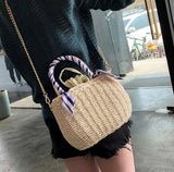 Straw Woven Beach Handbag Bucket One Shoulder Messenger Bag