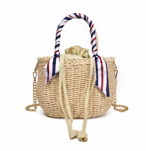 Straw Woven Beach Handbag Bucket One Shoulder Messenger Bag