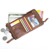 RFID Vintage Men Wallet Short Leather Zipper Casual Wallet Male Purse