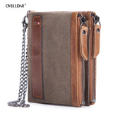 RFID Vintage Men Wallet Short Leather Zipper Casual Wallet Male Purse