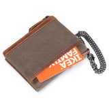 RFID Vintage Men Wallet Short Leather Zipper Casual Wallet Male Purse