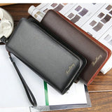 Men Clutch Wallets Large Capacity Double Zipper Phone Pouch