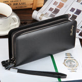 Men Clutch Wallets Large Capacity Double Zipper Phone Pouch