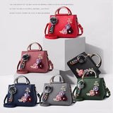 Women Saffiano Handbag Flowers Shoulder Messenger Bags Large Capacity