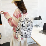 Butterfly Print Schoolbag Women Backpack Casual Oxford College Lady Laptop Bag