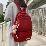 Candy Double Zipper Women Backpack Waterproof Nylon School Bag