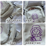 Japanese Style Canvas Messenger Bag for Women