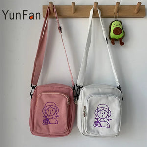 Japanese Style Canvas Messenger Bag for Women