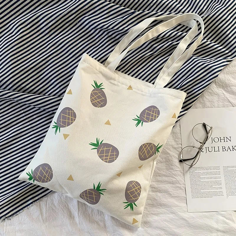 Canvas Shoulder Handbag Japanese Style Fruit Lightweight Cloth Bag