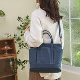 Women's Canvas Shoulder Bag Large Tote Shopper Handbag Solid Color