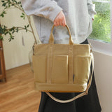 Women's Canvas Shoulder Bag Large Tote Shopper Handbag Solid Color