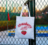 Canvas Strawberry Letter Print Large Shoulder Bag