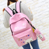 Canvas Children Bags Large-capacity Kids School Bag Cat Knapsack