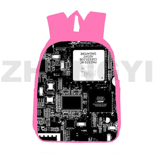 Canvas Circuit Board Backpack 12/16 Inch 3D Chip Men Street Travel Bag