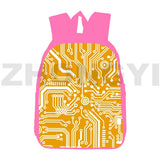 Canvas Circuit Board Backpack 12/16 Inch 3D Chip Men Street Travel Bag