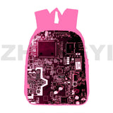 Canvas Circuit Board Backpack 12/16 Inch 3D Chip Men Street Travel Bag