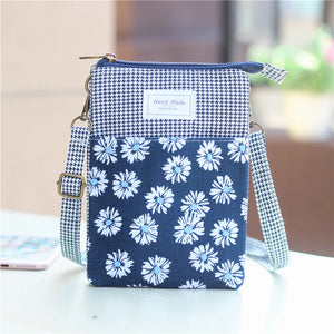Floral Print Canvas Crossbody Bag for Women