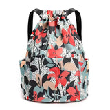 Floral Drawstring Backpack Lightweight Large-Capacity Bag