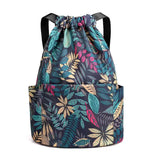 Floral Drawstring Backpack Lightweight Large-Capacity Bag