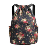 Floral Drawstring Backpack Lightweight Large-Capacity Bag