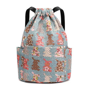 Floral Drawstring Backpack Lightweight Large-Capacity Bag