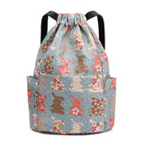 Floral Drawstring Backpack Lightweight Large-Capacity Bag