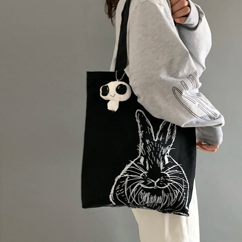 Canvas Shoulder Bag Lightweight Student Cloth Bag Japanese Cartoon Printing