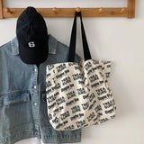Large Capacity Shoulder Bag INS Letters Canvas Shopping