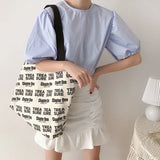 Large Capacity Shoulder Bag INS Letters Canvas Shopping