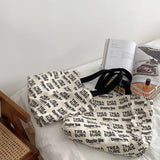 Large Capacity Shoulder Bag INS Letters Canvas Shopping